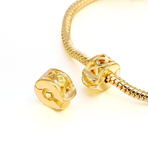 RUBYCA 20pcs Gold Color Clip Lock Stopper Clasp Beads DIY fit European Charm Bracelet Model 108 - color: Model 108 Gold Plated, size: 20 PCS