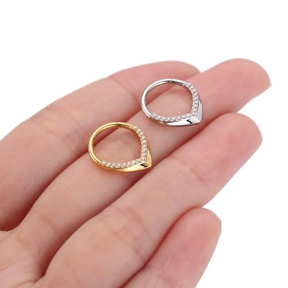 GAGABODY Daith Piercing Jewelry 16g Septum Ring Septum Jewelry Nose Hoop Daith Earring Surgical Steel Cartilage Earrings Hoop Helix Piercing Jewelry - color: 1pc Gold+ Water Droplets CZ