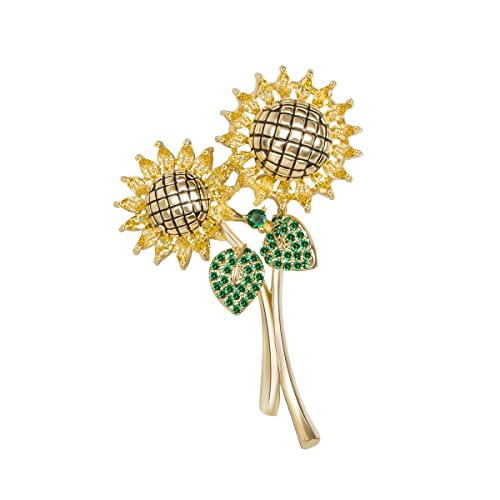 Brooches for Women, Shiny Cubic Zirconia Brooch Pins for Women Fashion Brooch Pin Broach Jewelry Gift - color: Sunflower