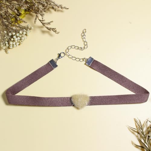 Nova&Aria Chokers Set For Women Heart Choker Necklaces Flower Pendant Velvet Cute Pink Turquoise Blue White Black Choker Necklace Christmas Colorful Lace Chokers - color: Brown-A
