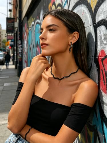 Gold Rhinestone Jewelry Set for Women Crystal Choker Necklaces Drop Earrings Adjustable Bracelet Elegant Prom Bridal Jewelry - color: Black