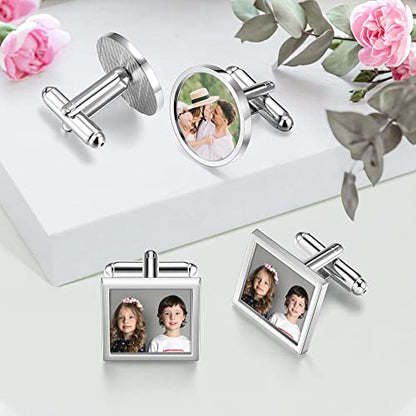Zysta Personalized Cufflinks for Men Custom Photo Cufflinks Stainless Steel Cufflinks with Picture Customized Wedding Memorial Gift for Groom Father of the Bride - style: Square