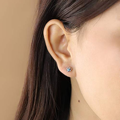 Boma Jewelry Sterling Silver Flower Shaped Dot Stud Earring - color: Blue Turquoise