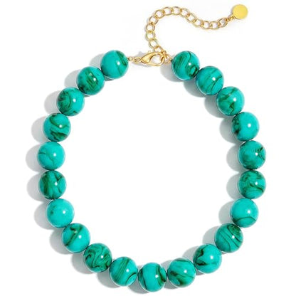 Chunky Beaded Necklace for Women, Colorful Trendy Statement Summer Jewelry Gift - color: necklace-15