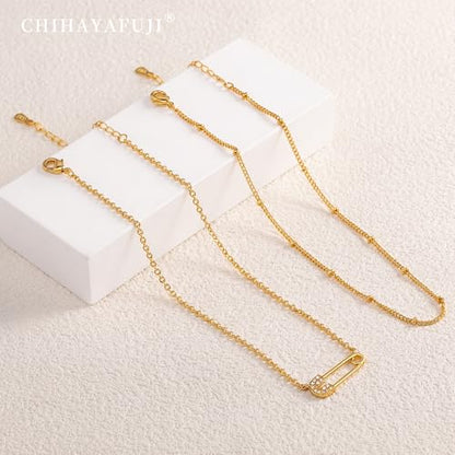 Sterling Silver Ankle Bracelets for Women 14K Gold Waterproof Layered Braided Chain Knot Charm Stackable Adjustable Non Tarnish Anklets Bracelet for Summer Beach Jewelry Gift - color: goldC