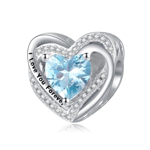 Heart Birthstone Charms for Bracelets, 925 Sterling Silver Women Bead Charms for Charm Bracelets Necklace, Mother's Day Birthday Anniversary Jewelry Gifts for Wife Mom Grandma Daughter - style: Bead - Dec - Topaz