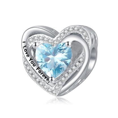 Heart Birthstone Charms for Bracelets, 925 Sterling Silver Women Bead Charms for Charm Bracelets Necklace, Mother's Day Birthday Anniversary Jewelry Gifts for Wife Mom Grandma Daughter - style: Bead - Dec - Topaz