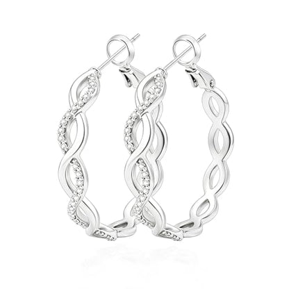 Hoop Earrings for Women, 14K Gold Sterling Silver Chunky Twisted Hoops Earring Hypoallergenic Ear Jewelry - color: Silver-30mm