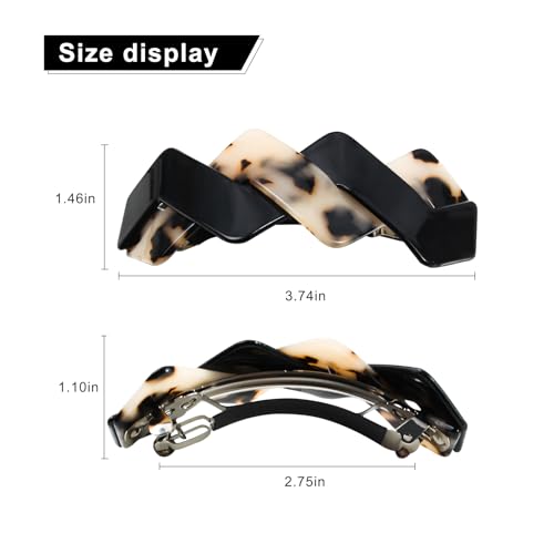 Mistofu 3.93in Large Premium Acetate Barrettes for Women - Elegant French Retro Accessories for Thick Hair Daily Wear - color: mahua25