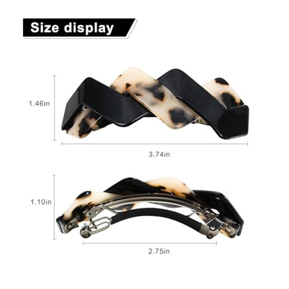 Mistofu 3.93in Large Premium Acetate Barrettes for Women - Elegant French Retro Accessories for Thick Hair Daily Wear - color: mahua25