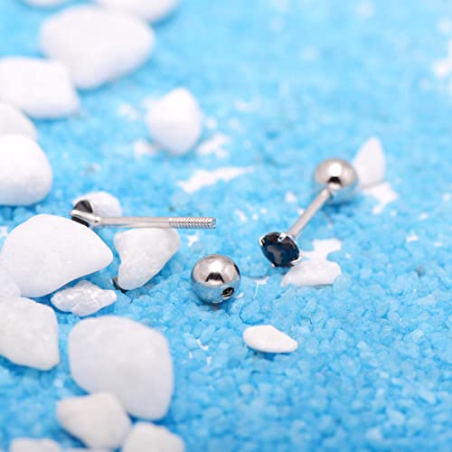 Screw Back Sterling Silver Cubic Zirconia Earrings Studs 3 MM - color: Black