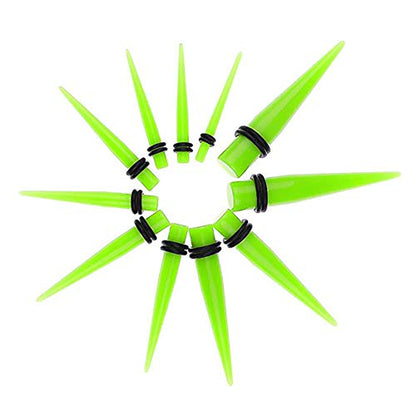 JieyueJewelry 50/54 Pcs Ear Stretching Kit 14G-00G | Acrylic Tapers & Plugs with Silicone Tunnels, Ear Gauges Expander Set Body Piercing Jewelry for Women and Men - color: Green