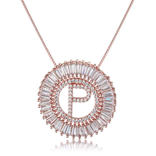 COTTVOTT A-Z Alphabet Pendant Necklaces Charms Women Initial Letter Chain Necklace 4 Colors - style: Rose Gold-P