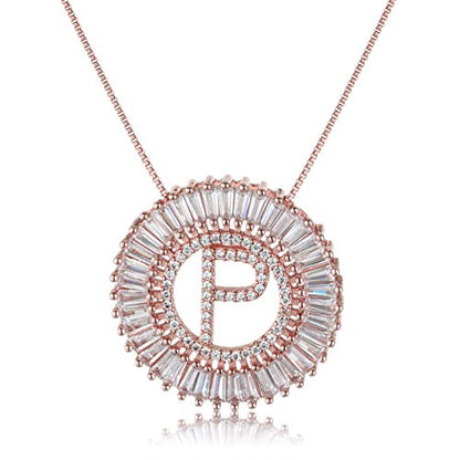 COTTVOTT A-Z Alphabet Pendant Necklaces Charms Women Initial Letter Chain Necklace 4 Colors - style: Rose Gold-P