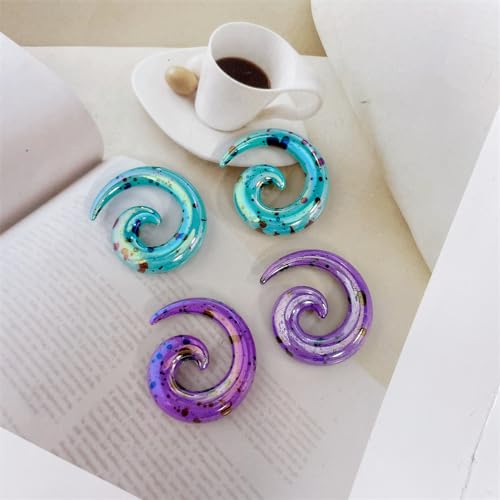 Acrylic Spiral Snail Ear Tapers Plugs Tunnels Expander Gauges Twist Earrings Stretching Hanger Body Piercings Jewelry 2 Pairs Set Purple Green Color Y2K Jewelry - size: 00g (10mm)