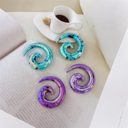 Acrylic Spiral Snail Ear Tapers Plugs Tunnels Expander Gauges Twist Earrings Stretching Hanger Body Piercings Jewelry 2 Pairs Set Purple Green Color Y2K Jewelry - size: 00g (10mm)