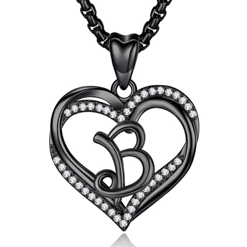INFUSEU Unique Initial Necklaces for Women Girls Small Heart Letter Jewelry, Meaningful Personalized Gifts - style: B