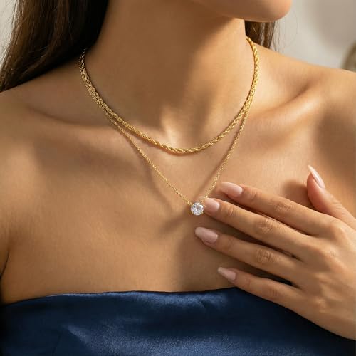 Unisex Celestial Gold Pendant Necklaces, Sun/Moon/Star/Angle Celestial Elements Unisex Choker Gold Lover Chains for Men and Women Jewelry - color: Layer - Gold Diamond