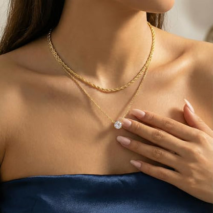Unisex Celestial Gold Pendant Necklaces, Sun/Moon/Star/Angle Celestial Elements Unisex Choker Gold Lover Chains for Men and Women Jewelry - color: Layer - Gold Diamond