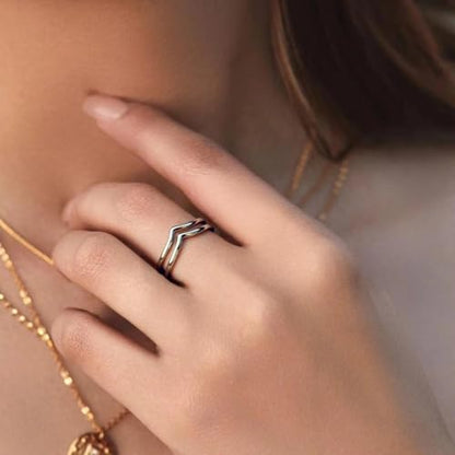 MYNENEY Pointed Classical Promise Ring Stainless Steel Thin Ring For Women - color: Silver, size: 6