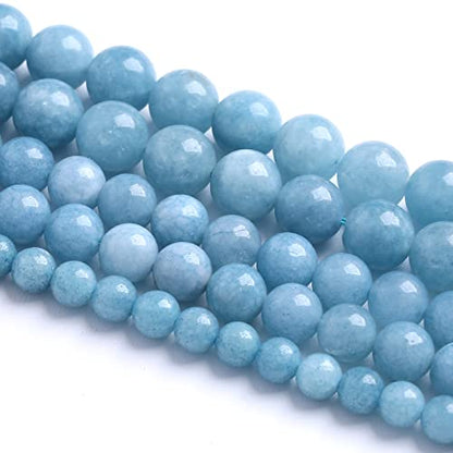 12MM 32PCS Blue Aquamarine Jade Loose Beads for Jewelry Making DIY Bracelet - color: Aquamarine Jade, size: 12mm