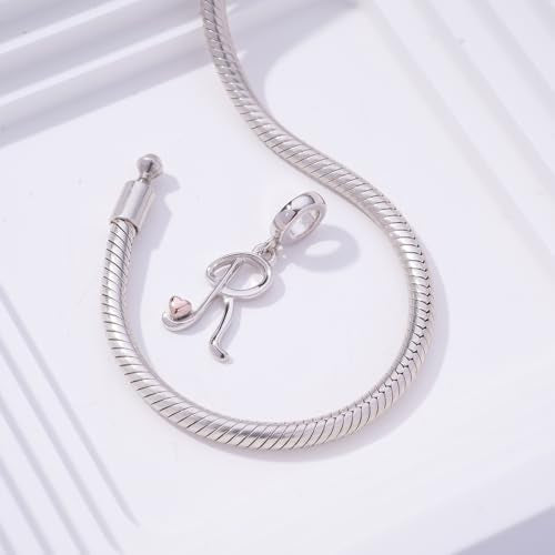 Letter Charms for Pandora Bracelets 925 Sterling Silver Alphabet Initial Charms Bead Jewelry Gift for Women - style: Initial R