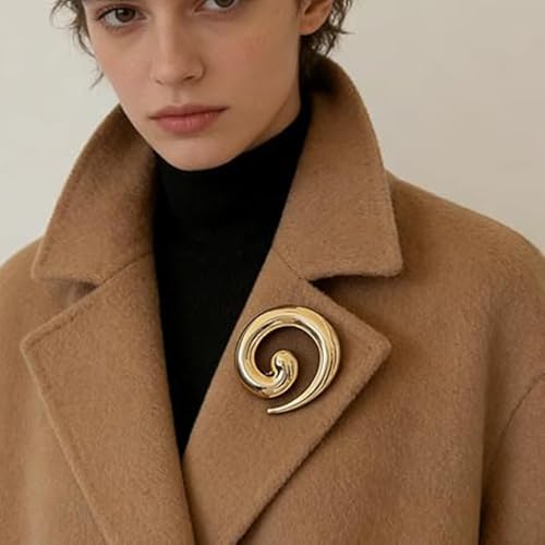 Minimalist Snail Brooch Pin Gold/Silver Plated Twist Lapel Pins Jacket Blazer Suit Hat Bag Accessories Jewelry for Women Men (Golden)