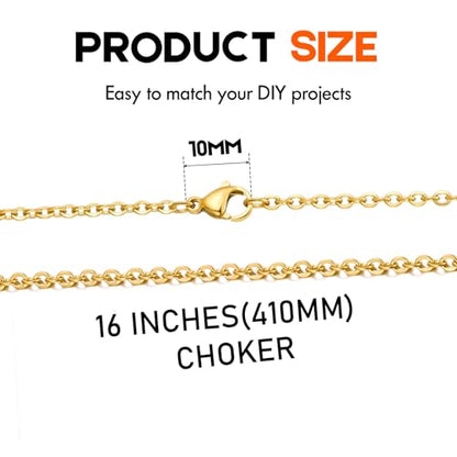 20 Pack Necklace Chains Gold Plated Stainless Steel Cable Chain Necklace Bulk for Jewelry Making, 16 Inches - size: 16 Inches