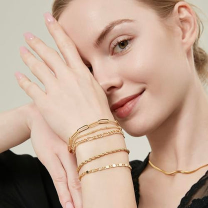 2PCS Handmade Bracelet Protection Gifts, String Adjustable Amulet Bracelet, Powerful Bracelet for Good Luck, Red Braided Bracelet for Women Mother Daughter Couples Sisters Friends - color: Gold-5 Layered Bracelets