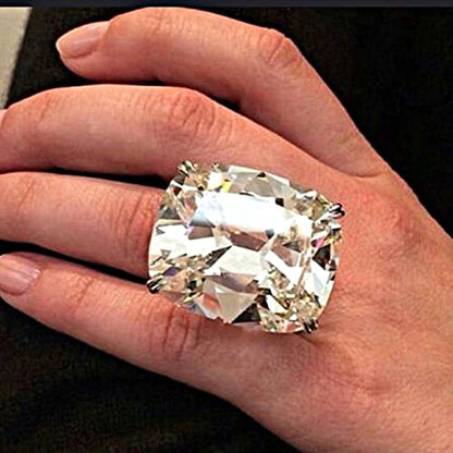 WDIYIEETN 925 Sterling Silver Shiny Huge White Birthstone CZ Crystal Wedding Rings (9) - size: 9