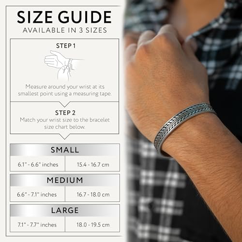 Cuff Bracelet for Men Premium Stainless Steel Mens Bangle Bracelets Silver Cuff Bracelet Waterproof & Non-Tarnish Minimal Western Bracelet - color: Native Feather, size: Medium