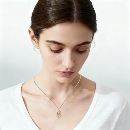 925 Sterling Silver Necklace Gifts for Women Crystal/Opal Jewelry Pendant Christmas Birthday Gift - style: Rose-Mom