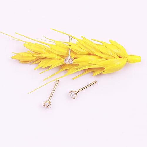 3 Pcs 14K Gold Filled Nose Studs 20G Stainless Steel Stud Nose Ring 2mm/2.5mm/3mm Round CZ L Bend Nose Stud Hypoallergenic Nose Piercing - color: gold mix I