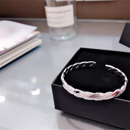 925 Sterling Silver Bangles For Women Handmade Silver Bangles Open Adjustable Bangle Bracelets For Women Silver Open Cuff Bracelets Stackable Wrap Bangles Festival Jewelry Gifts - color: Style 22
