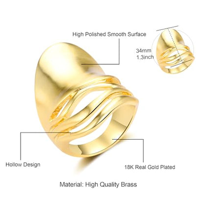 Chunky Rings for Women Gold and Silver Statement Rings Mask Dome Gold Plated Fashion Band Ring Cocktail Costume Jewelry Gift - style: Mask Gold