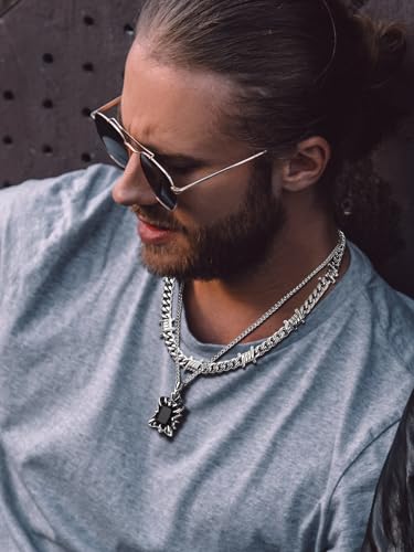 Bandmax Stainless Steel Barbed Wire Cuban Chain Necklace for Men & Women | Edgy Fierce Design, Waterproof & Tarnish Resistant, Silver/Black Tone, 5/7/9/12MM, 16-22 Inches, Street Punk Style Jewelry - color: A1 9MM-Silver, size: 18 Inch (46cm, Pop Choice)