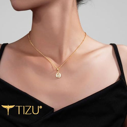 TIZU Initial Necklaces for Women - Dainty 14K Gold Plated Letter Pendant Trendy Personalized Initial A-Z Necklaces Jewelry Gift - color: Gold-O