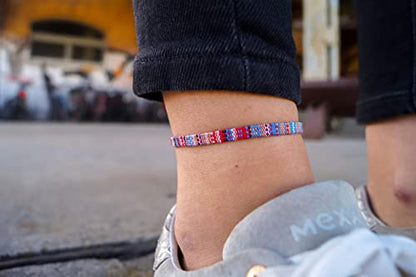 Made by Nami Surfer Anklet for Men and Women Waterproof and Adjustable Surfer Ankle Bracelet String Ankle Bracelet Beach Accessory for Ethnic Hippie Style - color: Multi