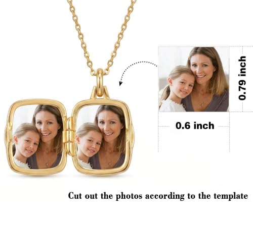 YOUFENG Love Heart Locket 14K Gold-Filled Oval Circle Rectangle Lockets that Hold Pictures Floral Patterns Necklace for Women - style: Gold Rectangle