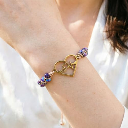 YGLINE Stone Bead Yoga Meditation Bracelet Healing Crystal Double Layer Natural Gemstone Beaded Relax Anxiety Bracelets for Women Men - color: heartbeat 1