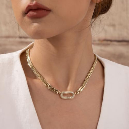 Gold Necklace for Women Chunky 14K Gold Plated Chain Necklace | Chunky Gold Necklace,Simple Paperclip Chain, Statement Choker Necklace,Non Tarnish,Trendy Jewelry,Gifts for Women - style: 6mm-cuban chain-gd