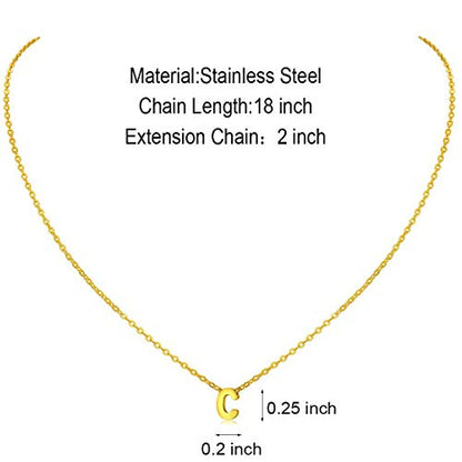 MOMOL Tiny Initial Necklace 18K Gold Plated Small Letter Necklace Personalized Name Necklace for Women - color: Gold C