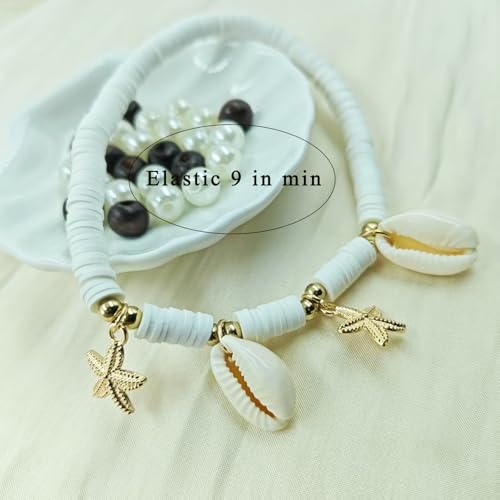 Starfish Shell Anklet for Women Gold Starfish Charm Ankle Bracelet Silver Elastic Star Seashell Anklet Adjustable Ankle Bracelet Summer Fashion Jewelry Accessories - color: gold