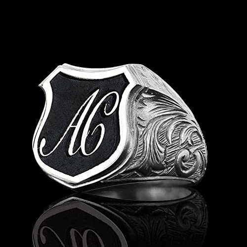 Engraved Initial Signet Ring, Monogram Letter Ring, Handmade Letter Ring, Personalized Gift for Him, Customized Name Ring, Initial Ring