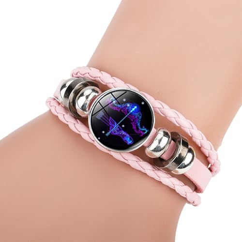 2Pcs Twelve Zodiac Leather Bracelet - Adjustable Zodiac Jewelry Accessory - color: Sagittarius