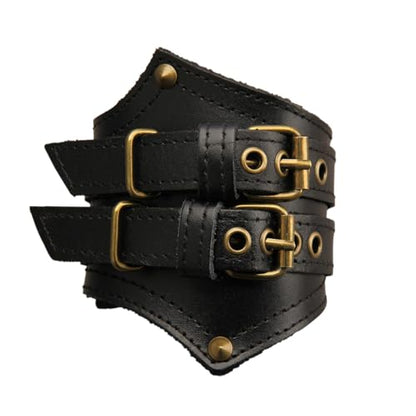 GelConnie Leather Cuff Bracelet for Men Women Wide Leather Wristband Thick Viking Mens Leather Bracelets Gothic Wrist Band Vintage Rock Wristband - style: Wide Leather Wristbands
