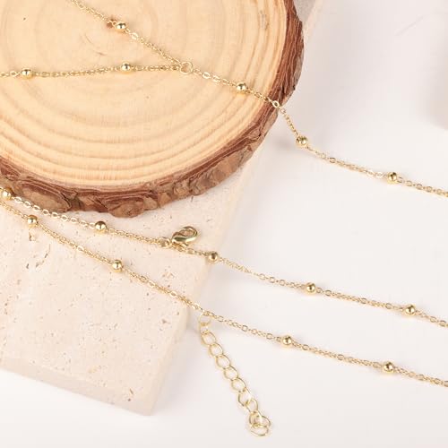 Lock Necklace for Women Paperclip Link Chain Padlock Necklace Non-Tarnish - color: Gold - Layered Bead Chain Y Necklace