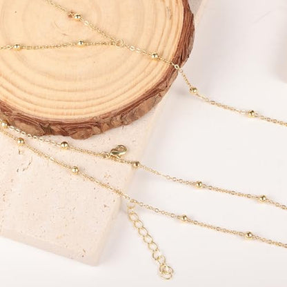 Lock Necklace for Women Paperclip Link Chain Padlock Necklace Non-Tarnish - color: Gold - Layered Bead Chain Y Necklace