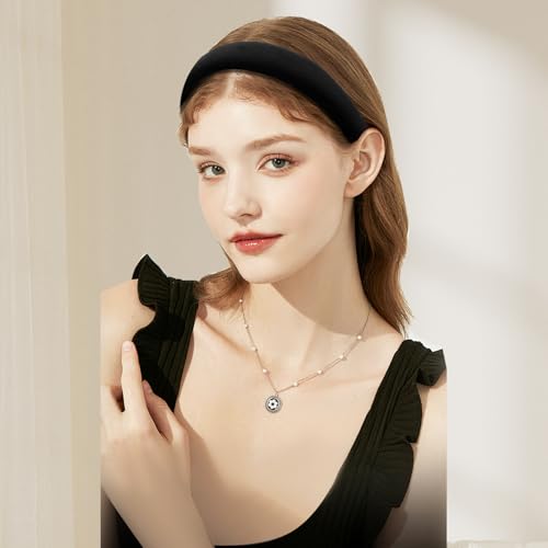 4Pcs Black Velvet Headband for Women Girls Wide Hairbands Pack Non Slip Thick Headband Set Adult Padded Hair Band Fashion Soft Bundle of Hairs for Long Short Thin Curly Hair Charms Christmas Gifts - color: Ba 4Pcs Black Velvet