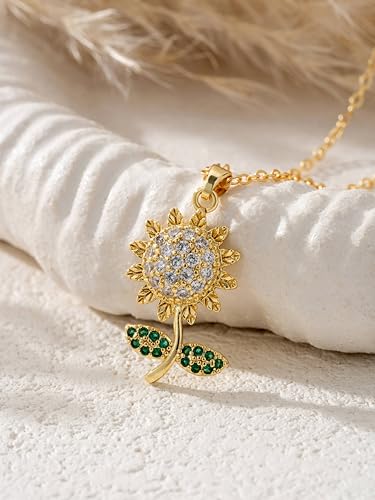 Baydurcan Dainty Gold Necklace for Women Ankh Mom Jesus Sun Star Necklace | 14K Gold Plated Pendant Necklaces Gifts for Friends Sister Mother, Birthday, Christmas, Graduation, Inspirational Gifts - style: Sunflower